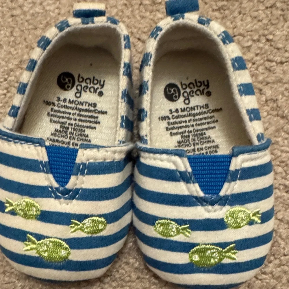 Baby Gear Blue and White Striped Baby Shoes - Picture 5 of 5